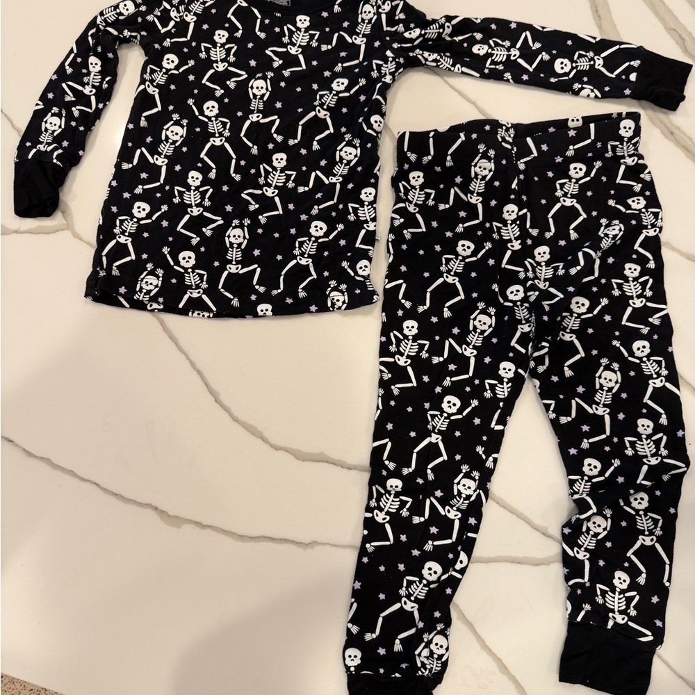Caden Lane Black and White Skeleton Kids Pajamas